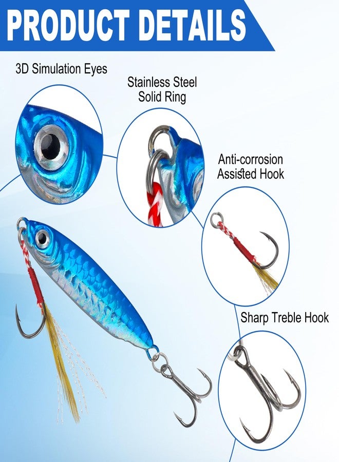 Shaddock Fishing Saltwater Jig Fishing Lures - Stripe Bass Jigs, Metal Lead Spoon Jigging Baits with Sharp Hooks for Tuna Salmon Grouper Sea, 20G - Image 2